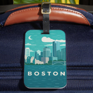 Massachusetts nattlig stadsscen Boston Stad Bagagebricka