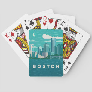 Massachusetts nattlig stadsscen Boston Stad Casinokort