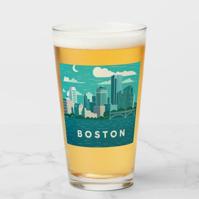 Massachusetts nattlig stadsscen | Boston Stad Glaskopp (Framsida fylld)