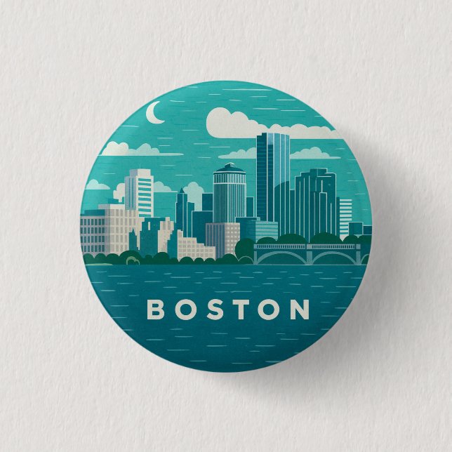 Massachusetts nattlig stadsscen | Boston Stad Knapp (Framsida)
