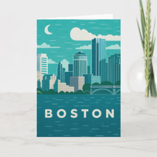 Massachusetts nattlig stadsscen Boston Stad Kort