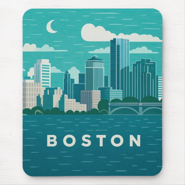 Massachusetts nattlig stadsscen | Boston Stad Musmatta (Framsidan)