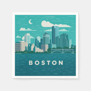 Massachusetts nattlig stadsscen Boston Stad Pappersservett
