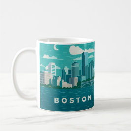 Massachusetts Night Cityscape | Boston City Kaffemugg