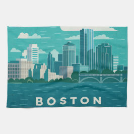 Massachusetts Night Cityscape | Boston City Kökshandduk