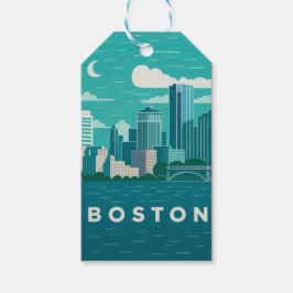 Massachusetts Night Cityscape | Boston City Presentetikett