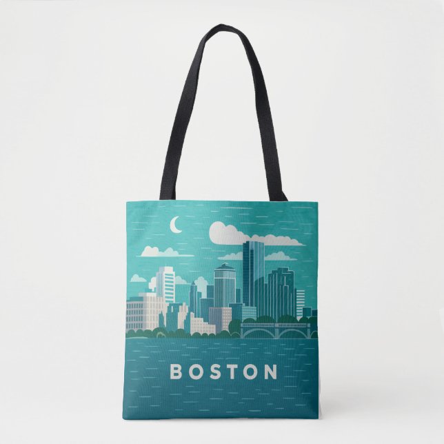Massachusetts Night Cityscape | Boston City Tygkasse (Framsida)
