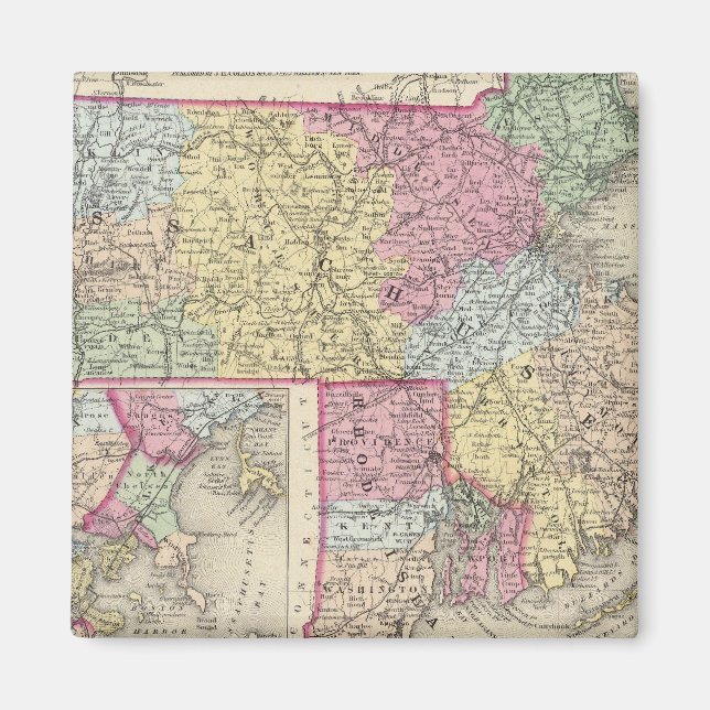 Massachusetts och Rhode island 2 Magnet (Framsidan)