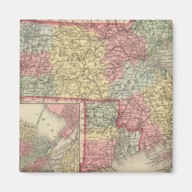 Massachusetts och Rhode island 2 Magnet (Framsidan)
