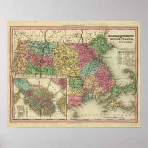 Massachusetts och Rhode island Poster