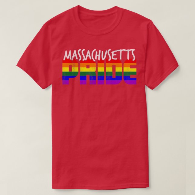Massachusetts Pride LGBT Flagga T Shirt (Design framsida)