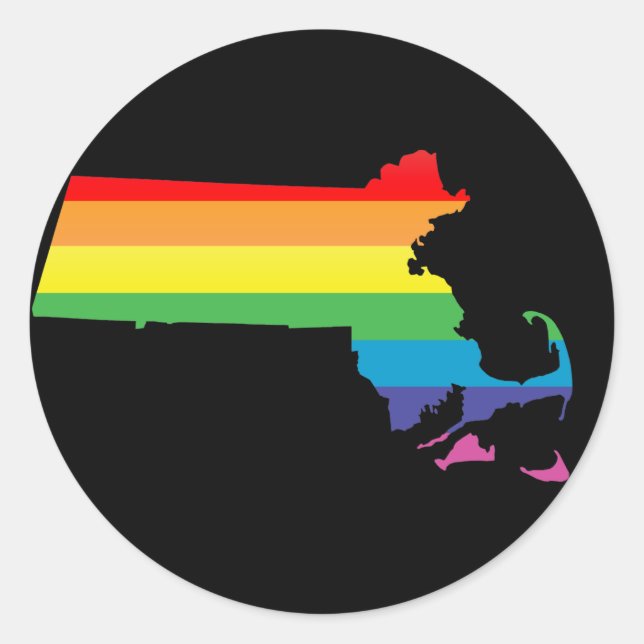 Massachusetts pride. runt klistermärke (Framsida)