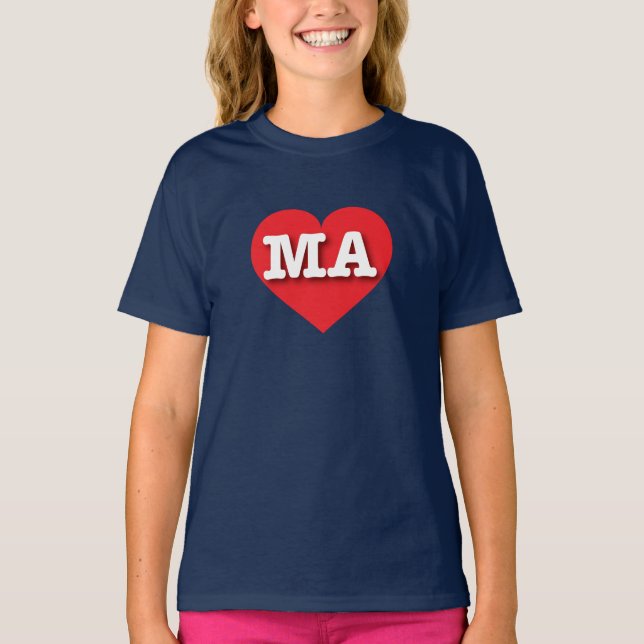 Massachusetts Red Heart - I kärlek MORSA T Shirt (Framsida)