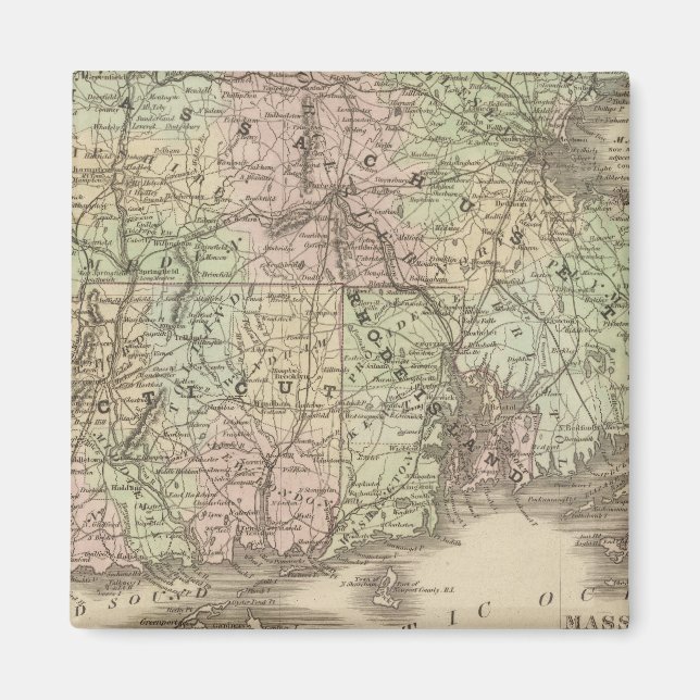 Massachusetts, Rhode island och Connecticut Magnet (Framsidan)