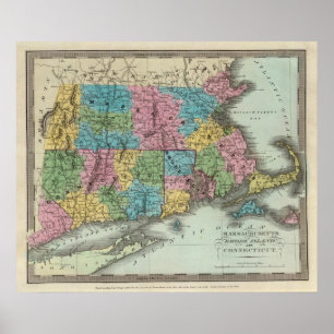 Massachusetts Rhode island och Connecticut Poster