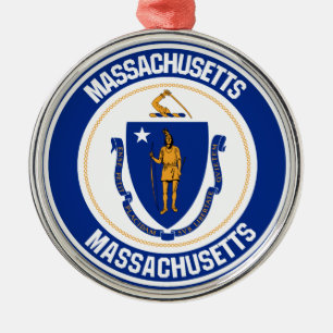 Massachusetts Round Emblem Julgransprydnad Metall
