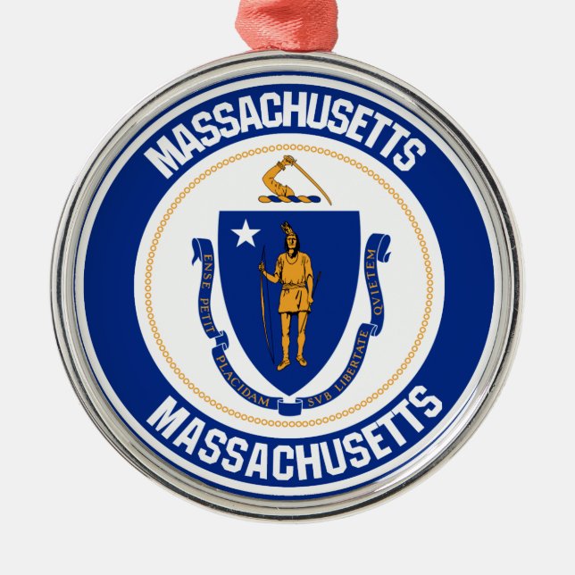 Massachusetts Round Emblem Julgransprydnad Metall (Framsidan)