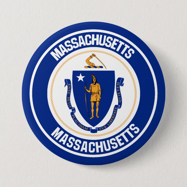 Massachusetts Round Emblem Knapp (Framsida)