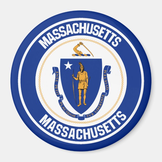 Massachusetts Round Emblem Magnet (Framsidan)
