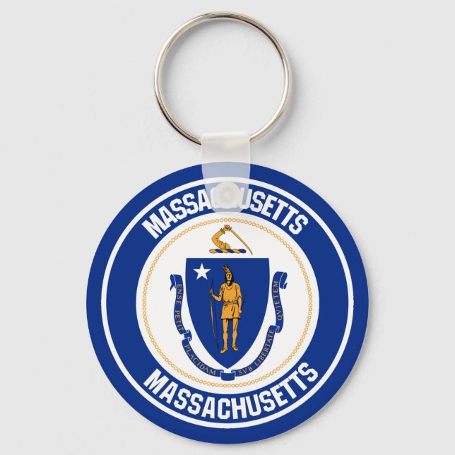Massachusetts Round Emblem Nyckelring (Framsida)