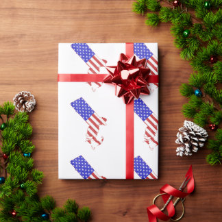 Massachusetts Shaped American Flagga Patriotic USA Presentpapper