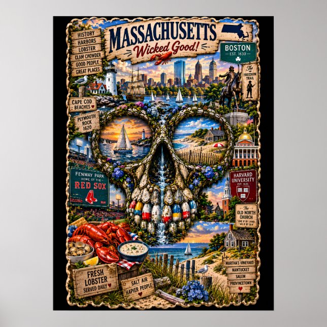 Massachusetts Skalle Konsttryck | State of Mind Poster (Framsidan)