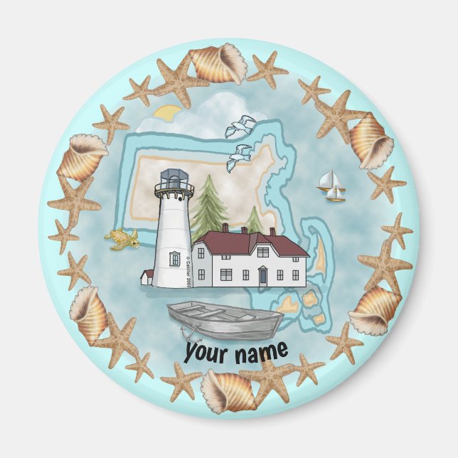 Massachusetts Snäckas Lighthouse magnet (Framsidan)