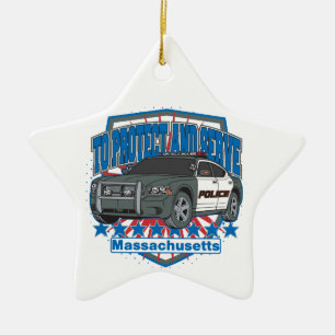Massachusetts som skyddar och som tjänar som julgransprydnad keramik
