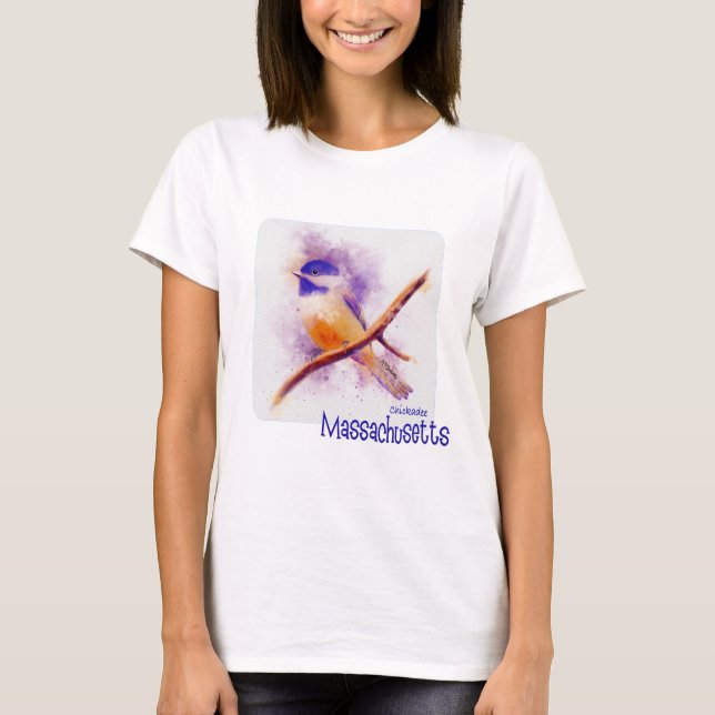 Massachusetts State Bird, Chickadee T Shirt (Framsida)