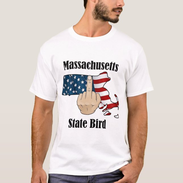 Massachusetts state bird t-shirt mitten finger (Framsida)