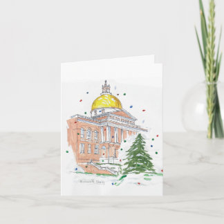 Massachusetts State House Helgdag Card Kort