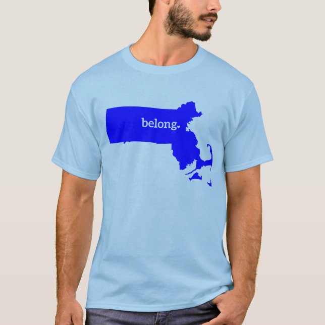 Massachusetts State Karta Belong T Shirt (Framsida)