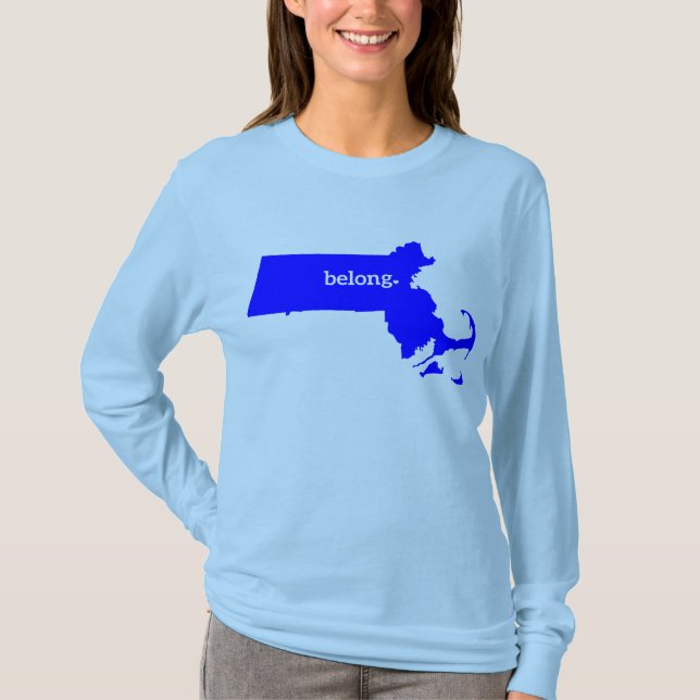 Massachusetts State Karta Belong T Shirt (Framsida)