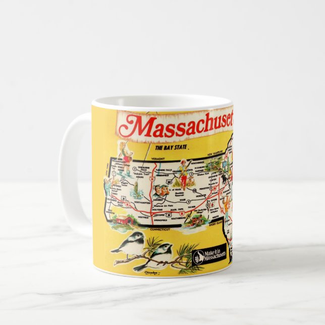 Massachusetts State Karta Mugg (Framsida vänster)