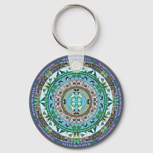 Massachusetts State Mandala Keychain Nyckelring (Framsida)