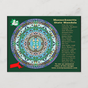 Massachusetts State Mandala Postcard Vykort