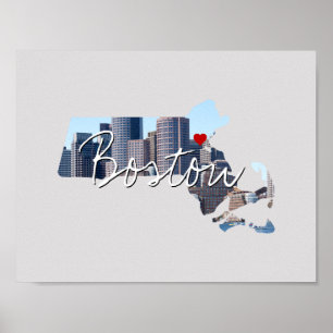 Massachusetts State Photo infoga och City namn Poster