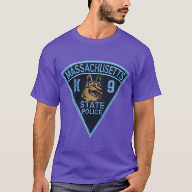 Massachusetts State Police Drivande Tysk Shepherd T Shirt (Framsida)
