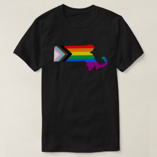 Massachusetts State Stolthet HBTQ Progress Stolthe T Shirt