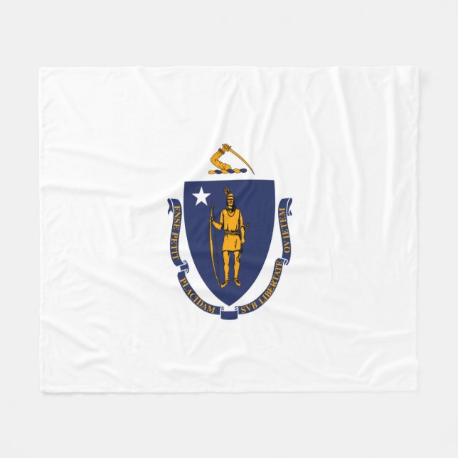 Massachusetts Statlig flagga Design Fleecefilt (Framsidan (Horisontell))