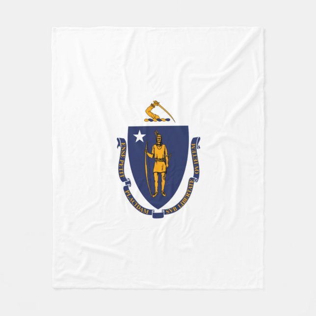 Massachusetts Statlig flagga Design Fleecefilt (Framsidan)