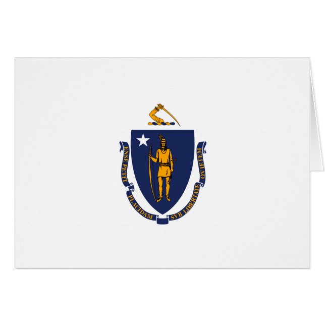 Massachusetts Statlig flagga Design Hälsningskort (Framsidan Horizontal)