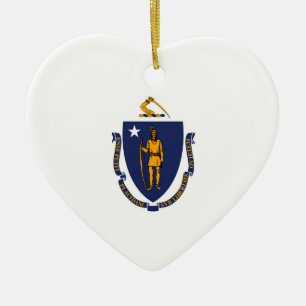 Massachusetts Statlig flagga Design Julgransprydnad Keramik