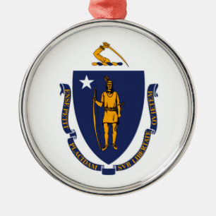 Massachusetts Statlig flagga Design Julgransprydnad Metall