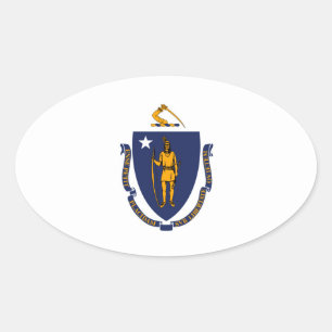 Massachusetts Statlig flagga Design Ovalt Klistermärke
