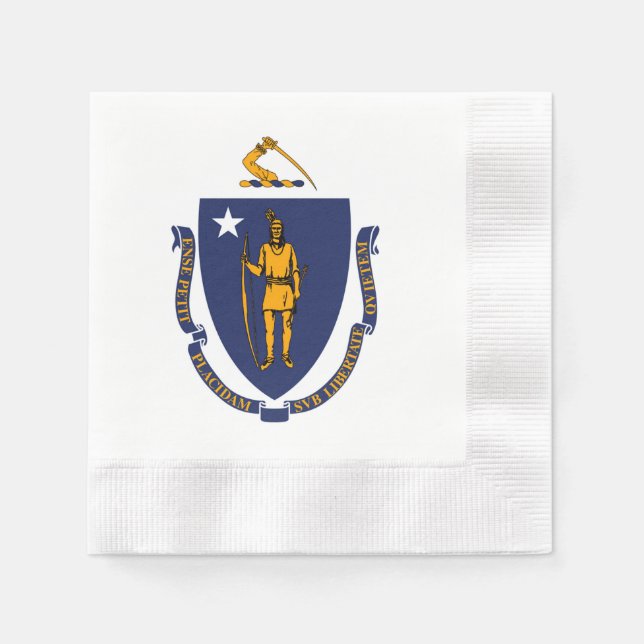 Massachusetts Statlig flagga Design Pappersservett (Framsidan)