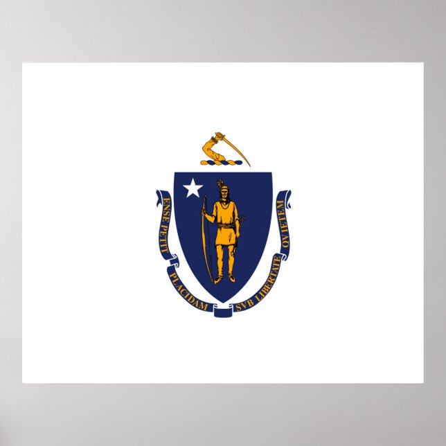 Massachusetts Statlig flagga Design Poster (Framsidan)