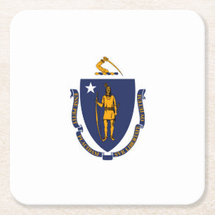 Massachusetts Statlig flagga Design Underlägg Papper Kvadrat