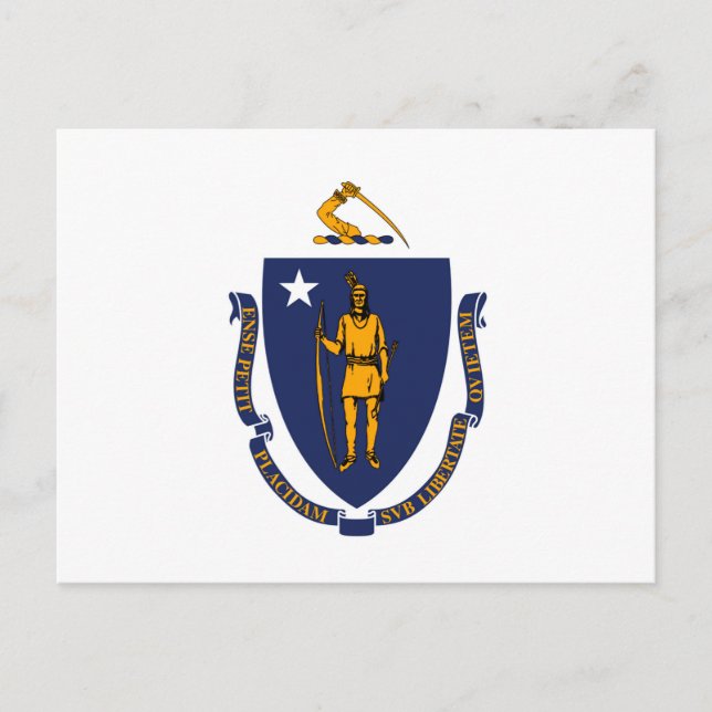 Massachusetts Statlig flagga Design Vykort (Framsida)