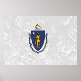 Massachusetts Statlig flagga Grunge Poster